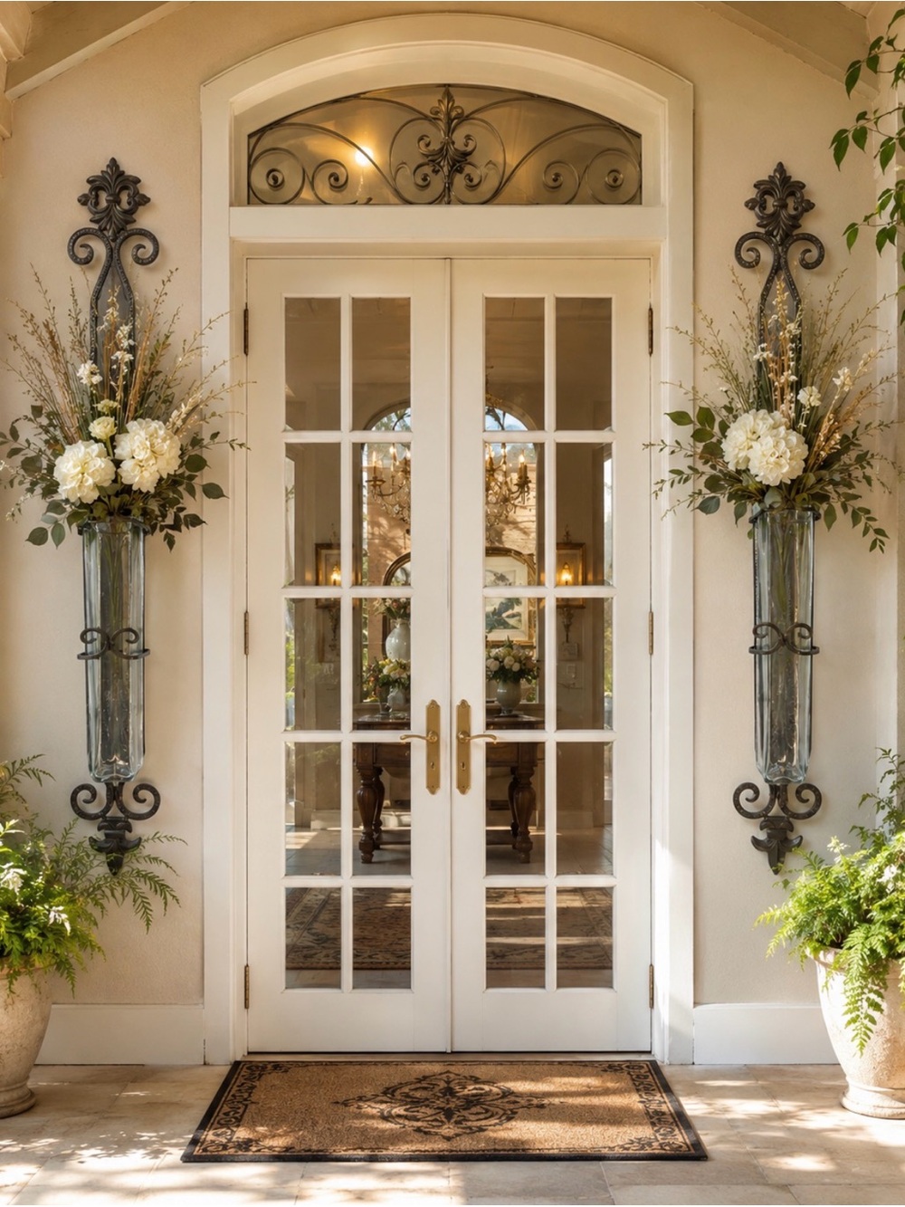 Lark Manor 2-PC Montoursville Metal  Wall Sconces W/Ribbed Glass Vases 29”